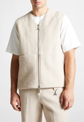 Boiled Wool Gilet - Beige