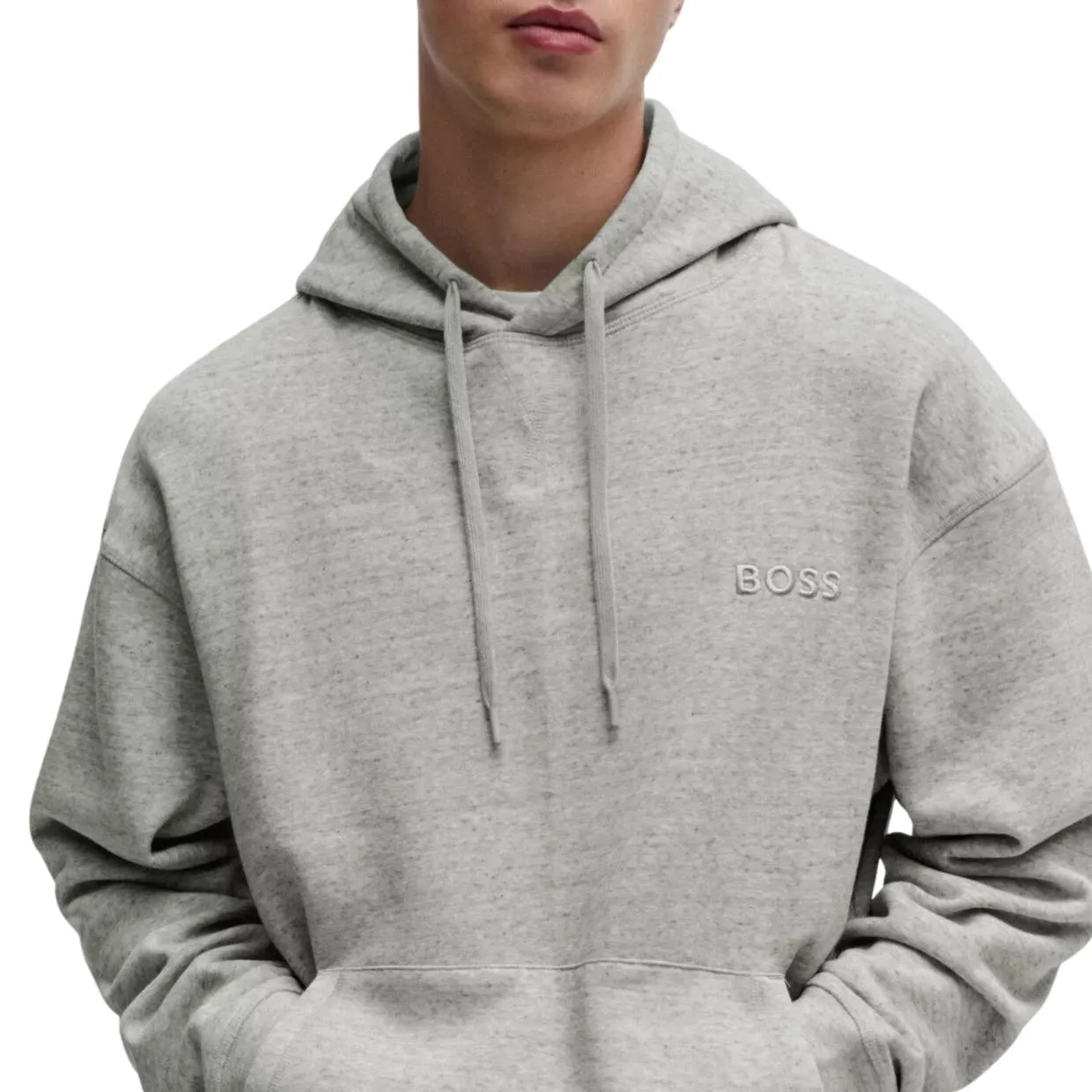 BOSS Embroidered Logo Grey Cozy Hoodie