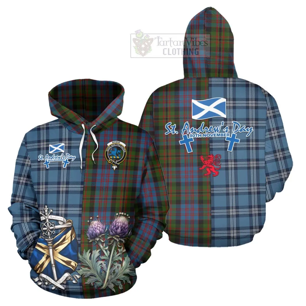 Bowie Tartan Hoodie Happy St. Andrew's Day Half Tartan Style