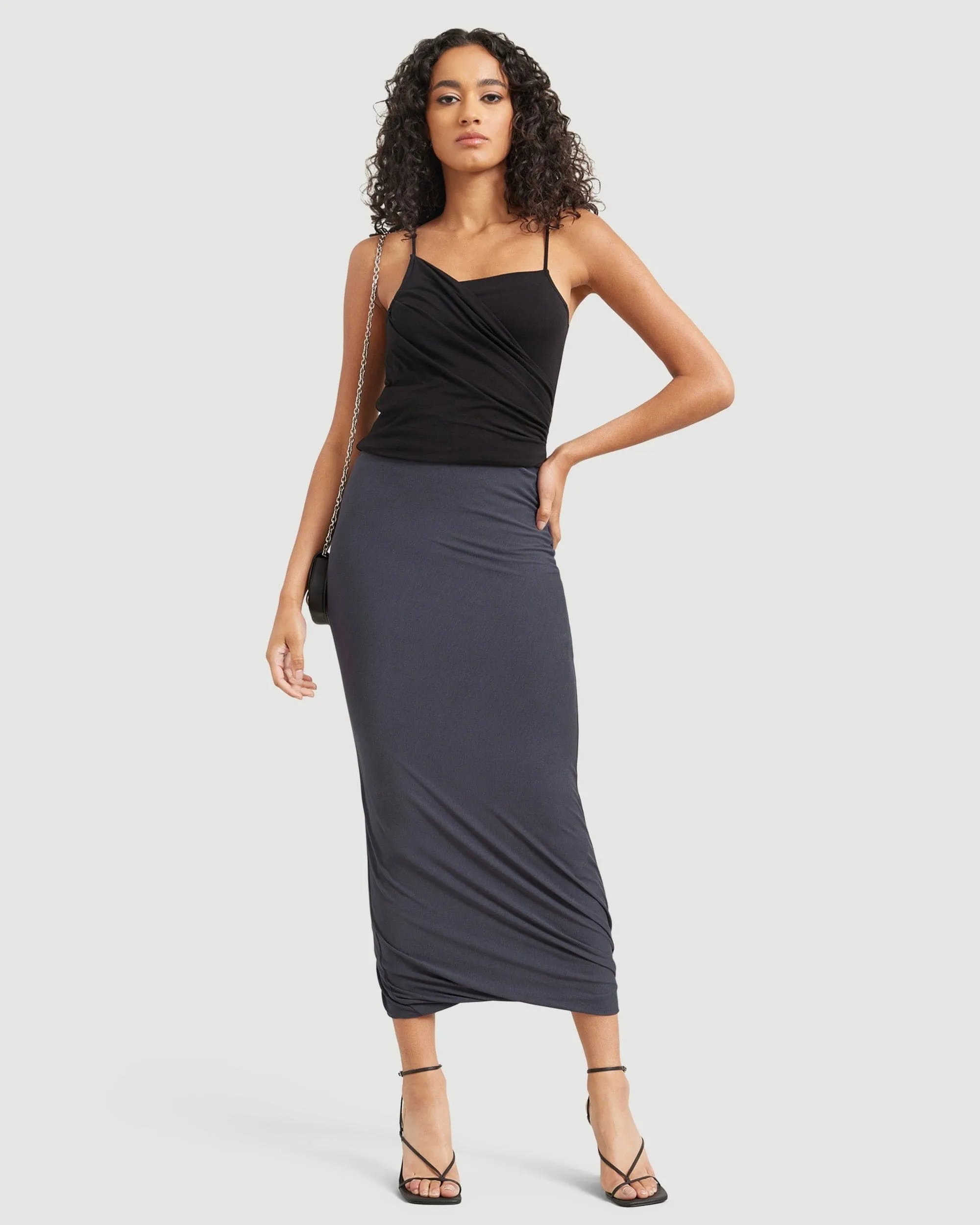 Brandi Ruched Midi Skirt