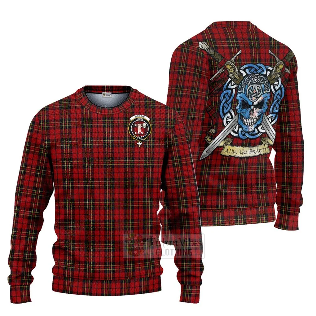 Brodie Tartan Ugly Sweater with Family Crest Celtic Skull Style