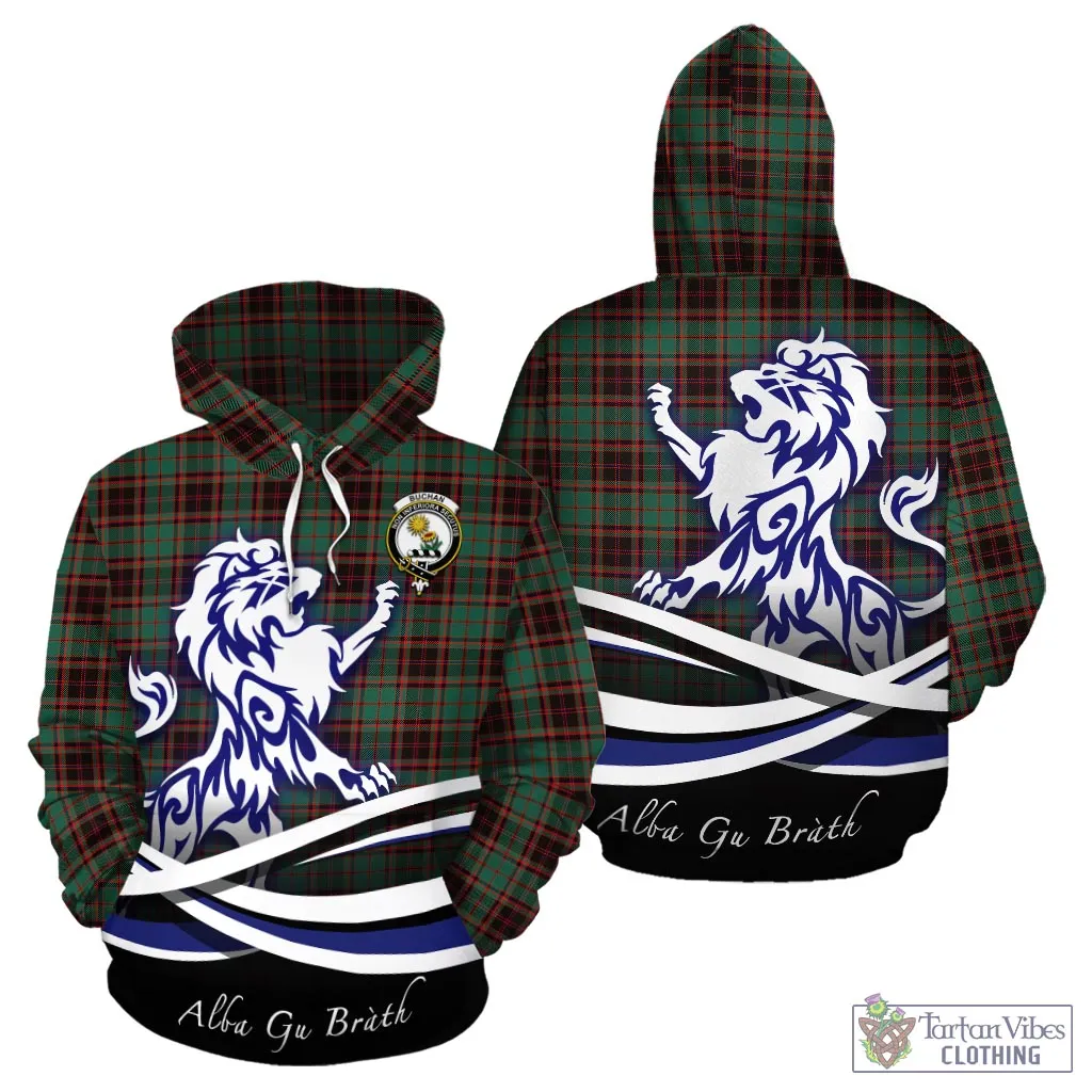 Buchan Ancient Tartan Hoodie with Alba Gu Brath Regal Lion Emblem