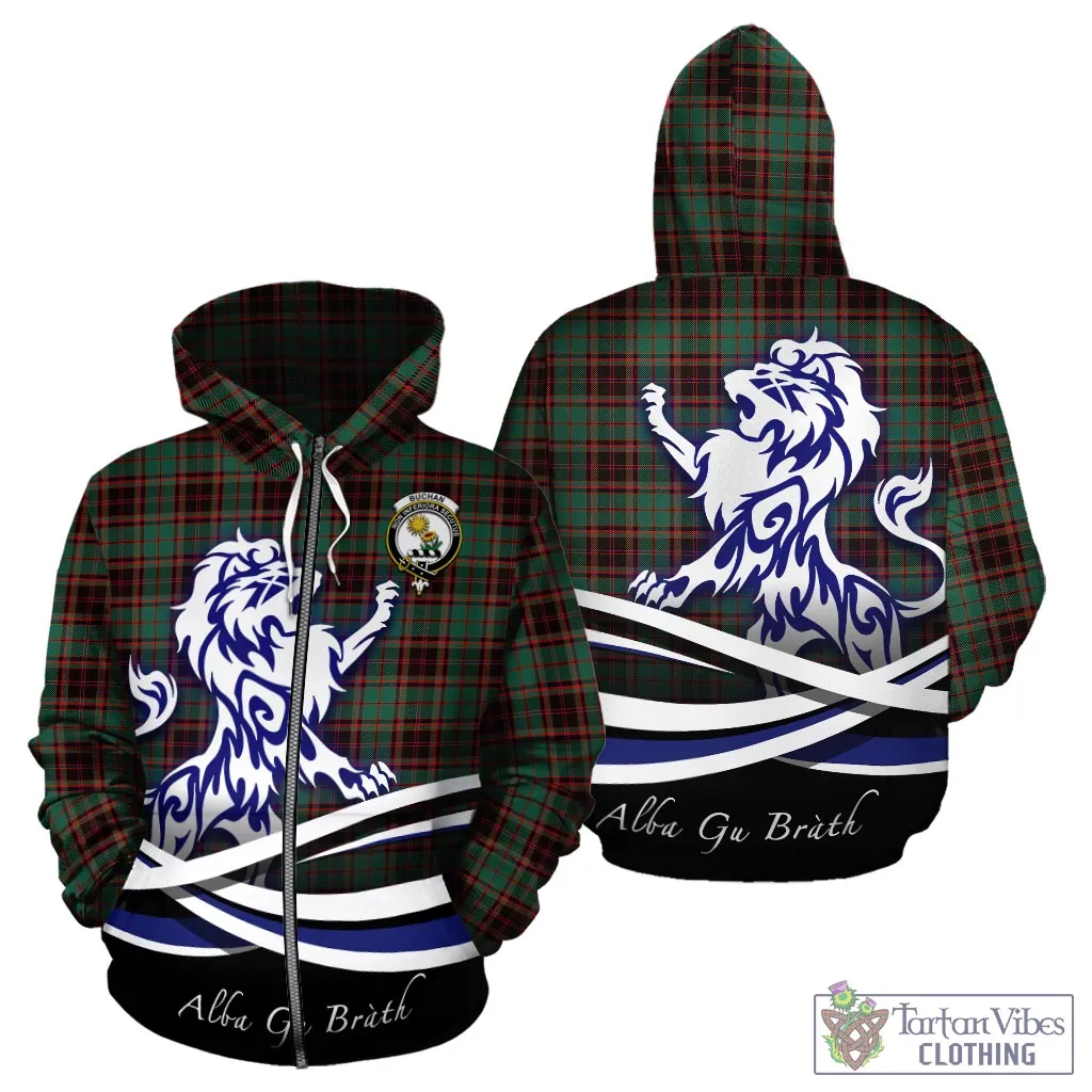 Buchan Ancient Tartan Hoodie with Alba Gu Brath Regal Lion Emblem