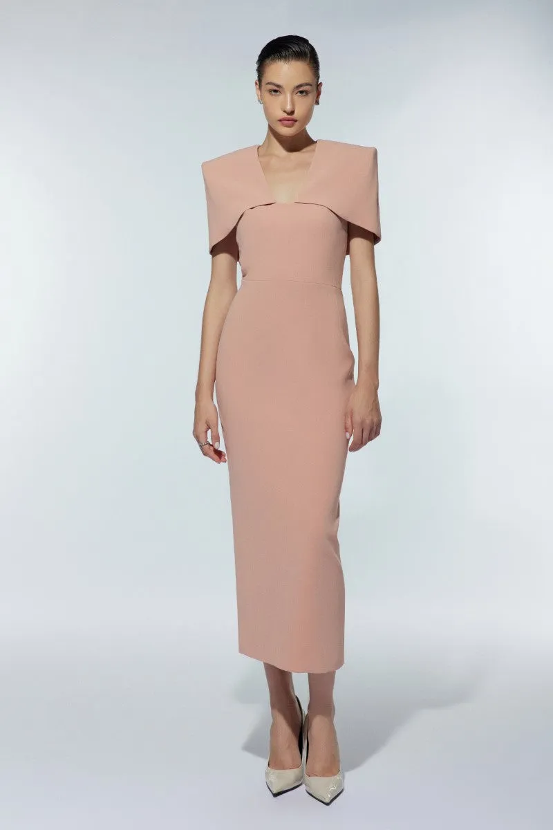 BURFORD CORAL MIDI DRESS