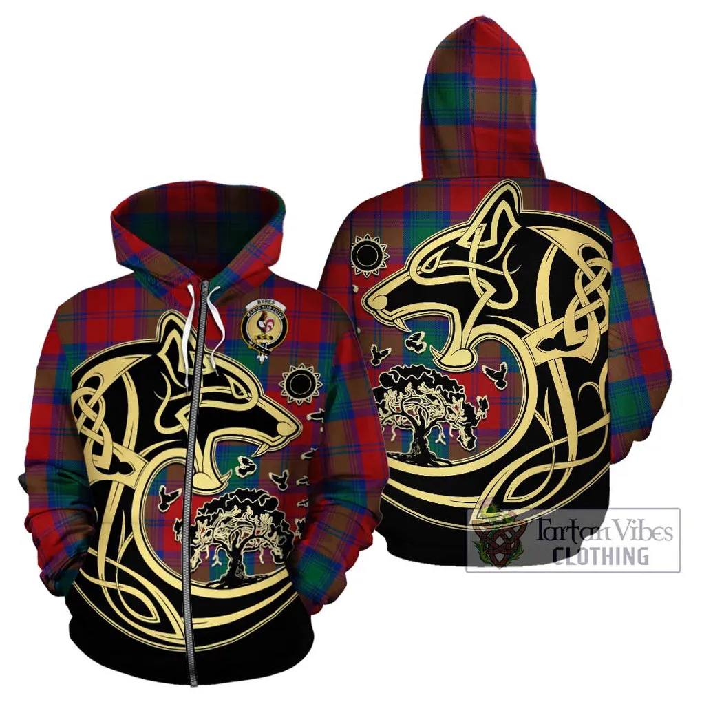 Byres (Byses) Tartan Hoodie with Family Crest Celtic Wolf Style