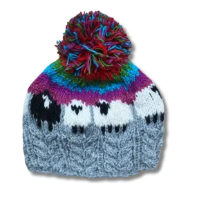 cable knit sheep bobble hat