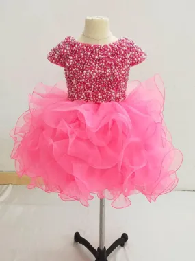 Cap Sleeve Little Girl/Infant/Toddler Pink Cupcake Pageant Dress