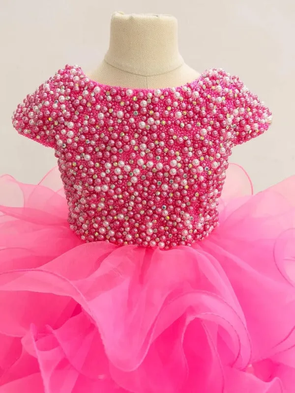 Cap Sleeve Little Girl/Infant/Toddler Pink Cupcake Pageant Dress