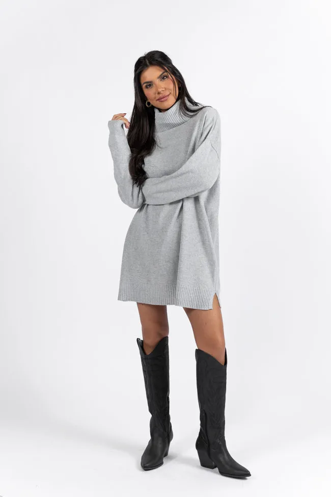 Changing Locations Grey Turtleneck Sweater Dress FINAL SALE