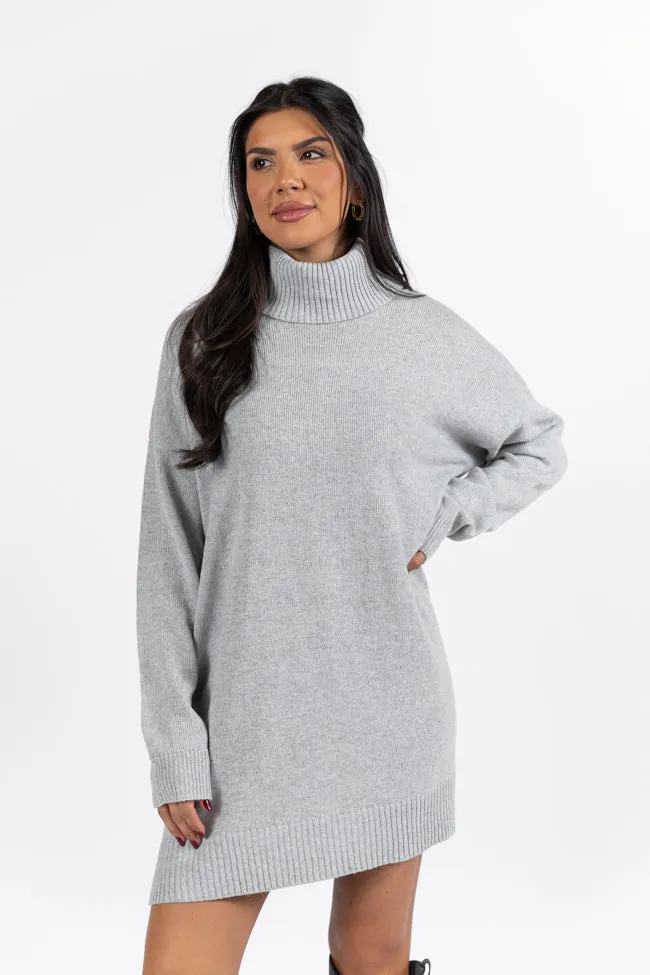 Changing Locations Grey Turtleneck Sweater Dress