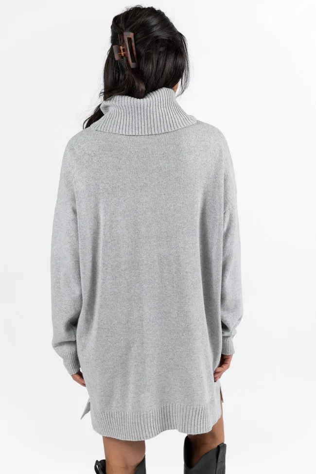 Changing Locations Grey Turtleneck Sweater Dress