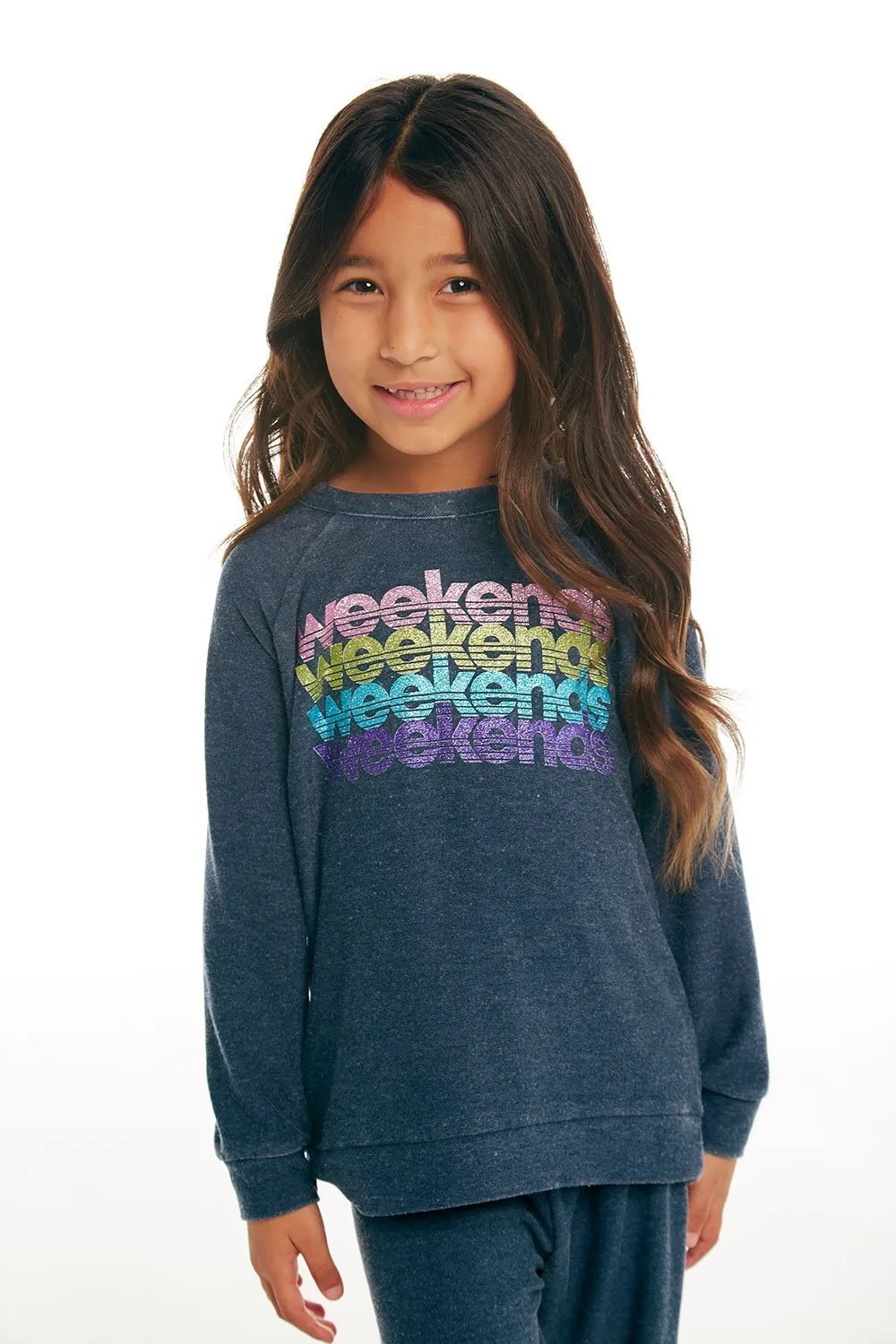 CHASER KIDS - Girls Cozy Knit Raglan Pullover in Avalon