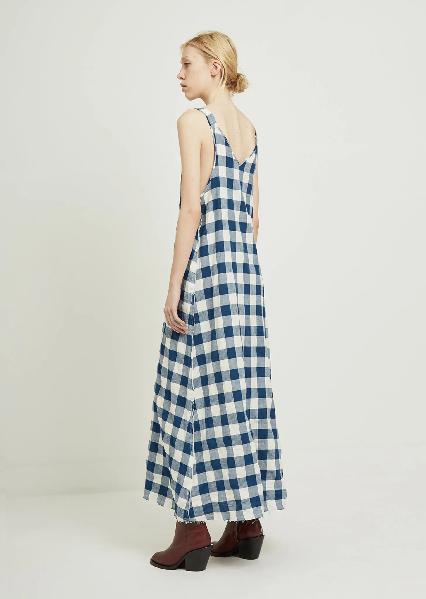 Check Long Slip Dress