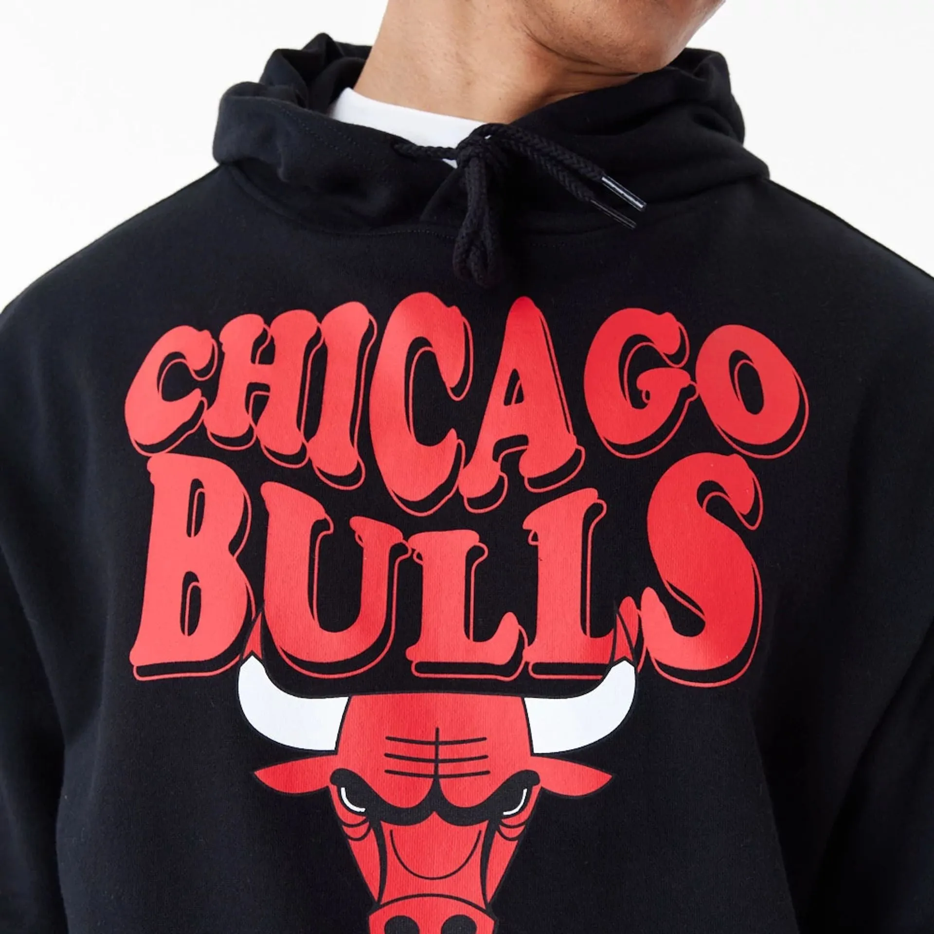 Chicago Bulls NBA Script Black Oversized Pullover Hoodie