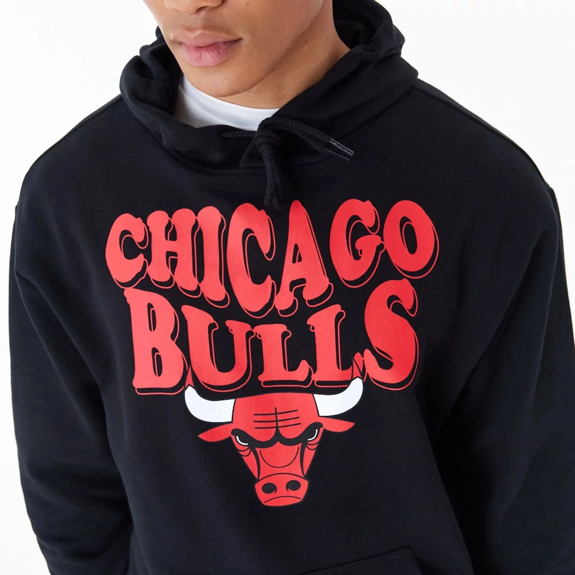 Chicago Bulls NBA Script Black Oversized Pullover Hoodie