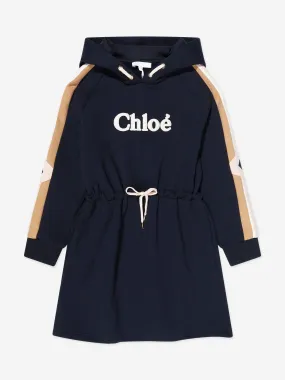 Chloé Girls Hooded Sweatshirt Dress in Navy