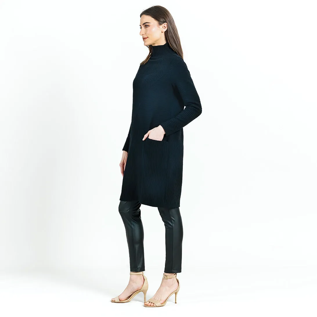 Chunky Ribbed - Tunic Pocket Sweater Dress - Black - Final Sale!