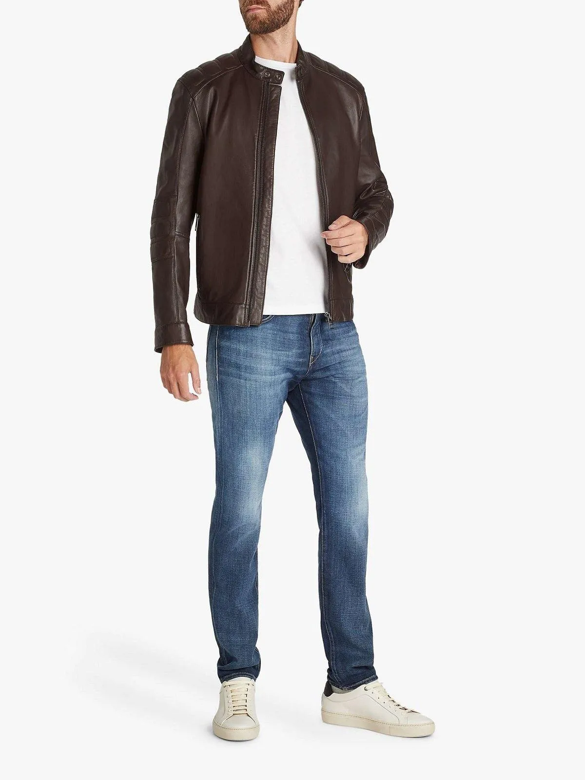 Classic Vintage Brown Leather Biker Jacket for Men