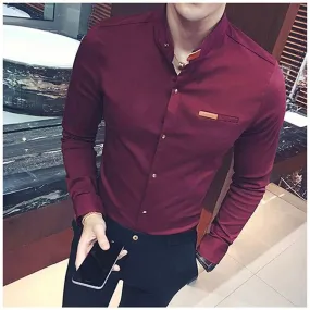 Classy Ravishing Maroon Cotton Solid Button-Up Shirt For Men