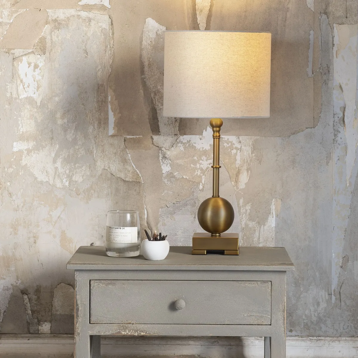 Clifton Brushed Gold Bedside Lamp with Shade