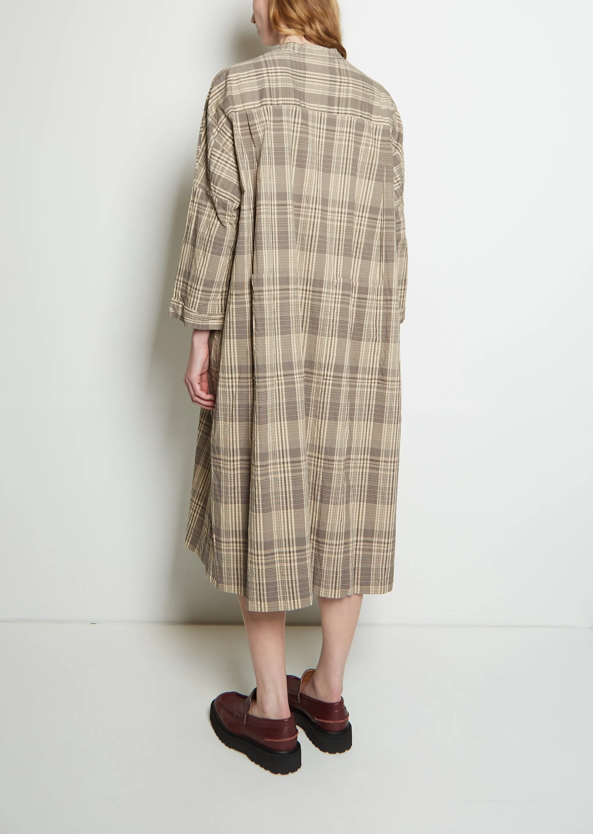 Cotton Check Button Down Dress