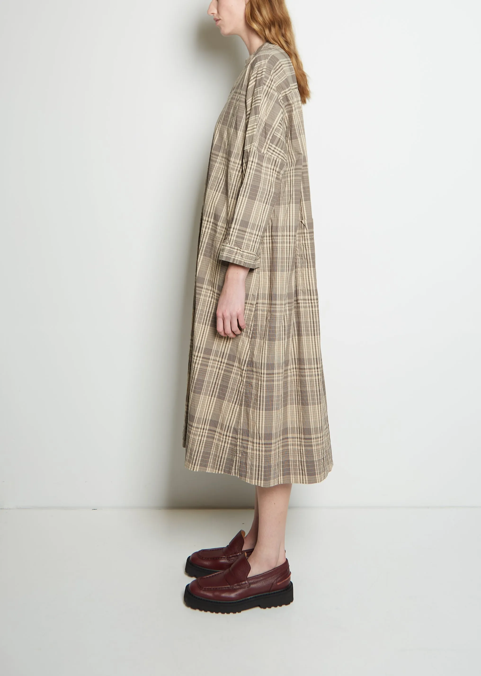 Cotton Check Button Down Dress