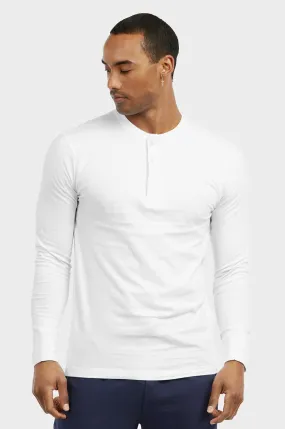 COTTONBELL MEN'S HENLEY SHIRT (MHS001C_WHITE)