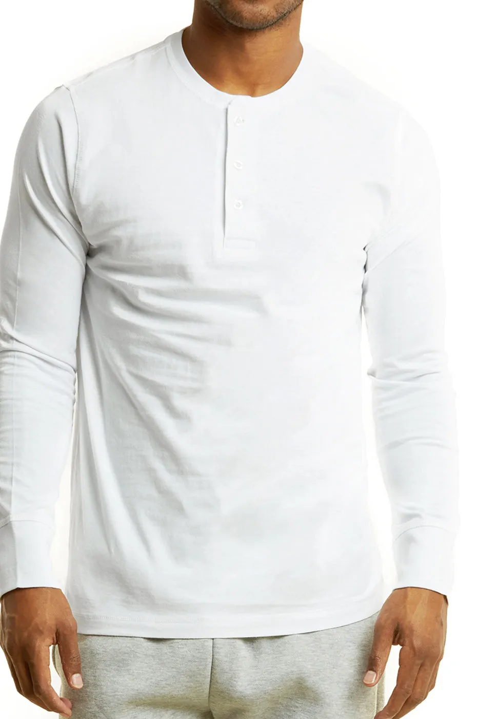 COTTONBELL MEN'S HENLEY SHIRT (MHS001C_WHITE)