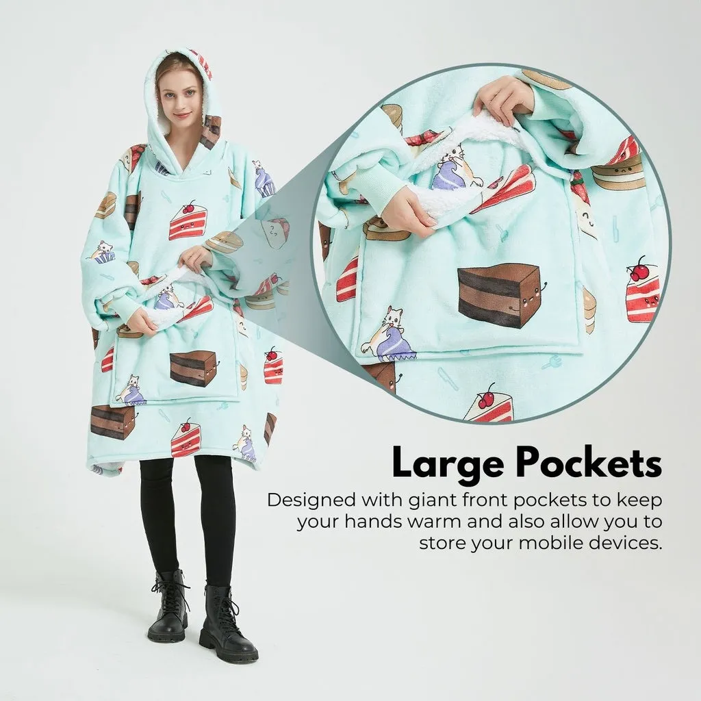 Cozy Sherpa Fleece Hoodie Blanket with Pockets – Gominimo