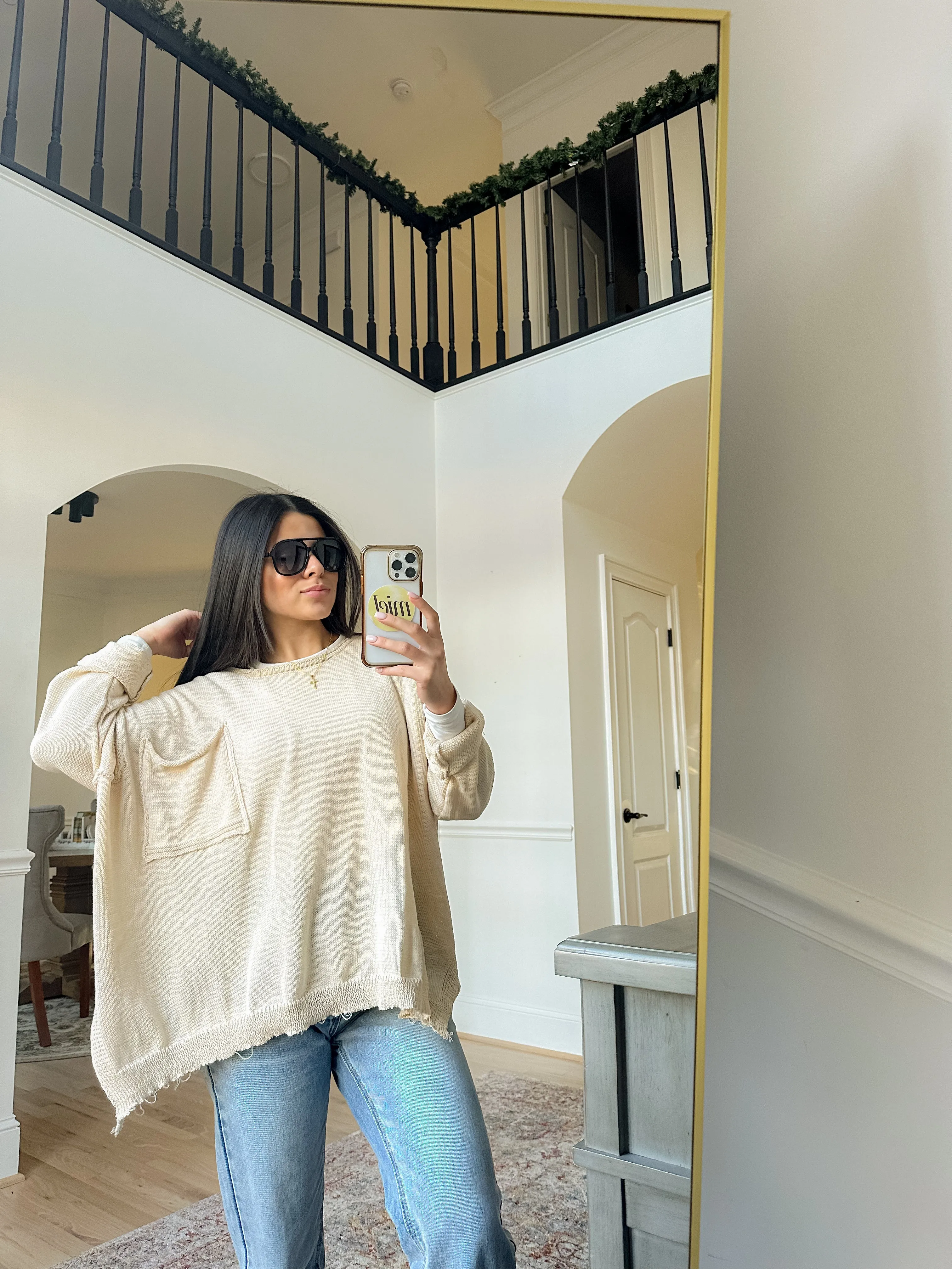 Cream Knit Pullover Top