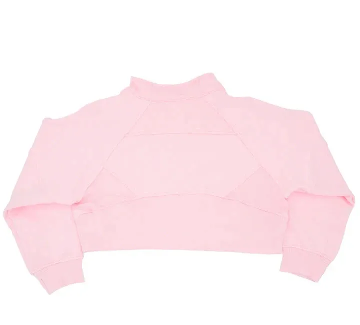 Cropped 1/4 Zip Sweatshirt- Light Pink