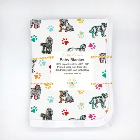 Cuddly Canines Dog Print Receiving Baby Blanket - Organic Cotton