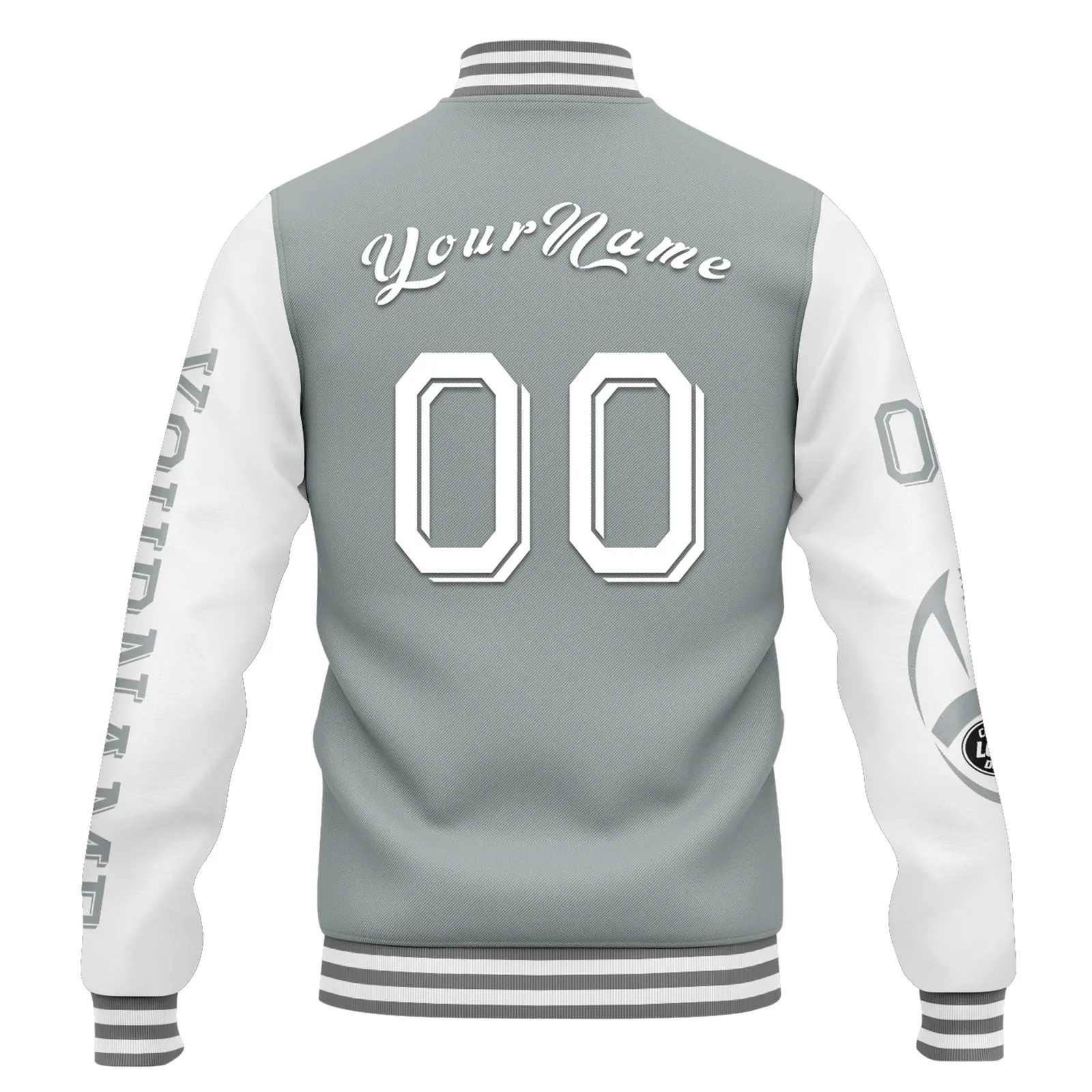 Custom Gray White Pittsburgh Jacket Bomber Full-Snap Varsity Letterman Personalized Jacket FZ005SX-D020290-30