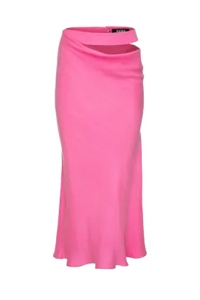 CUT-OUT HOT PINK MIDI SKIRT