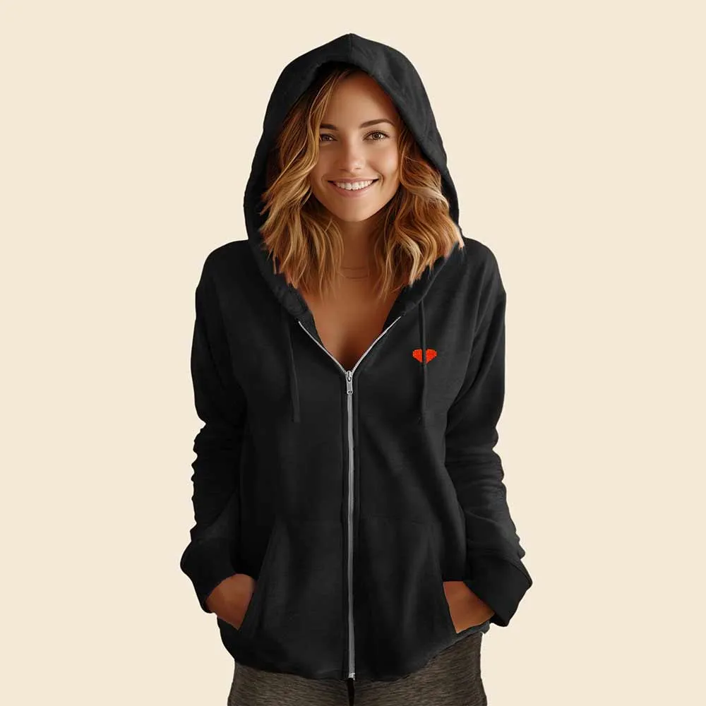 Dalix Pixel Heart Washed Zip Hoodie