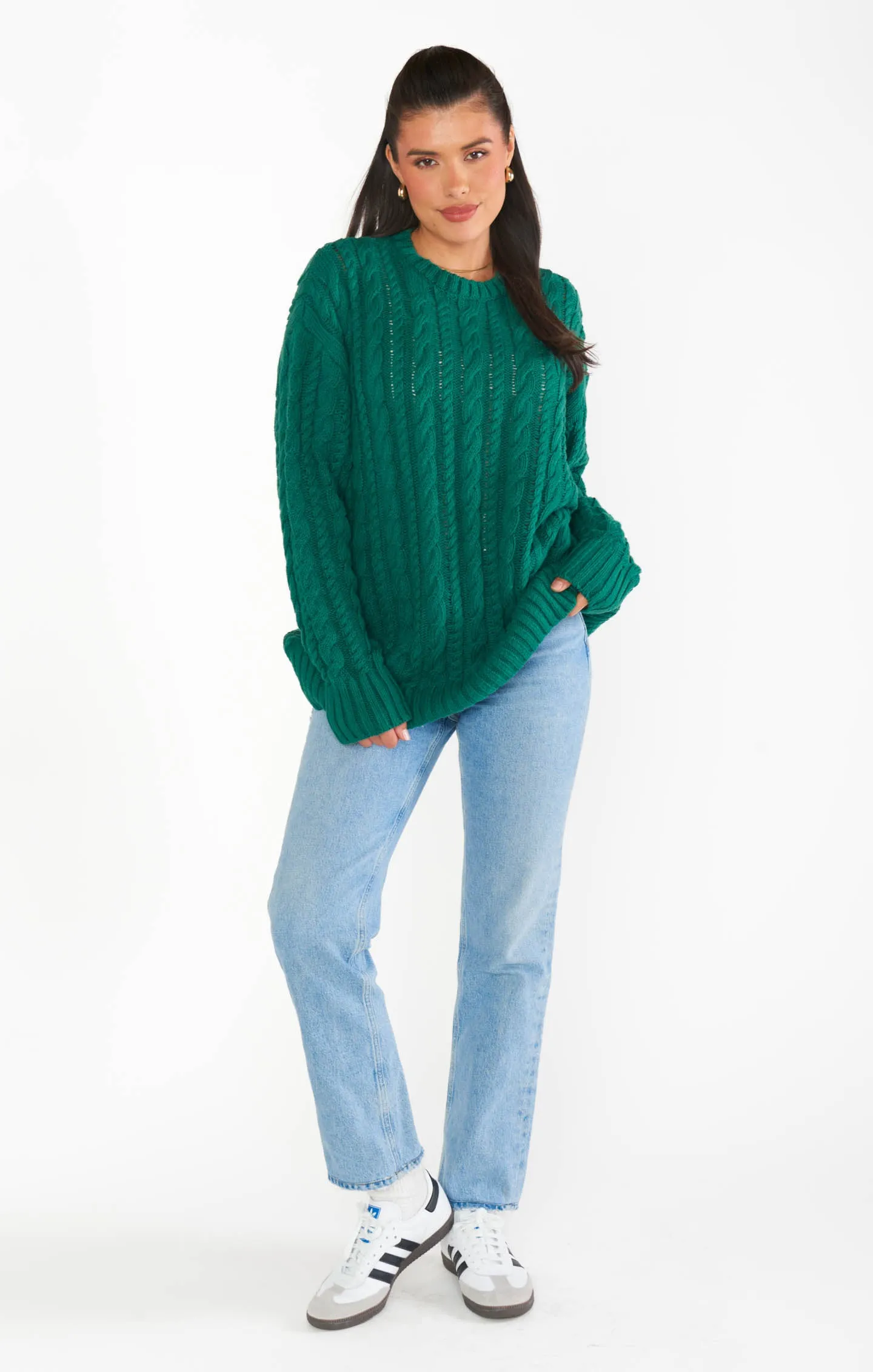 Day to Day Tunic Sweater ~ Emerald Cable Knit