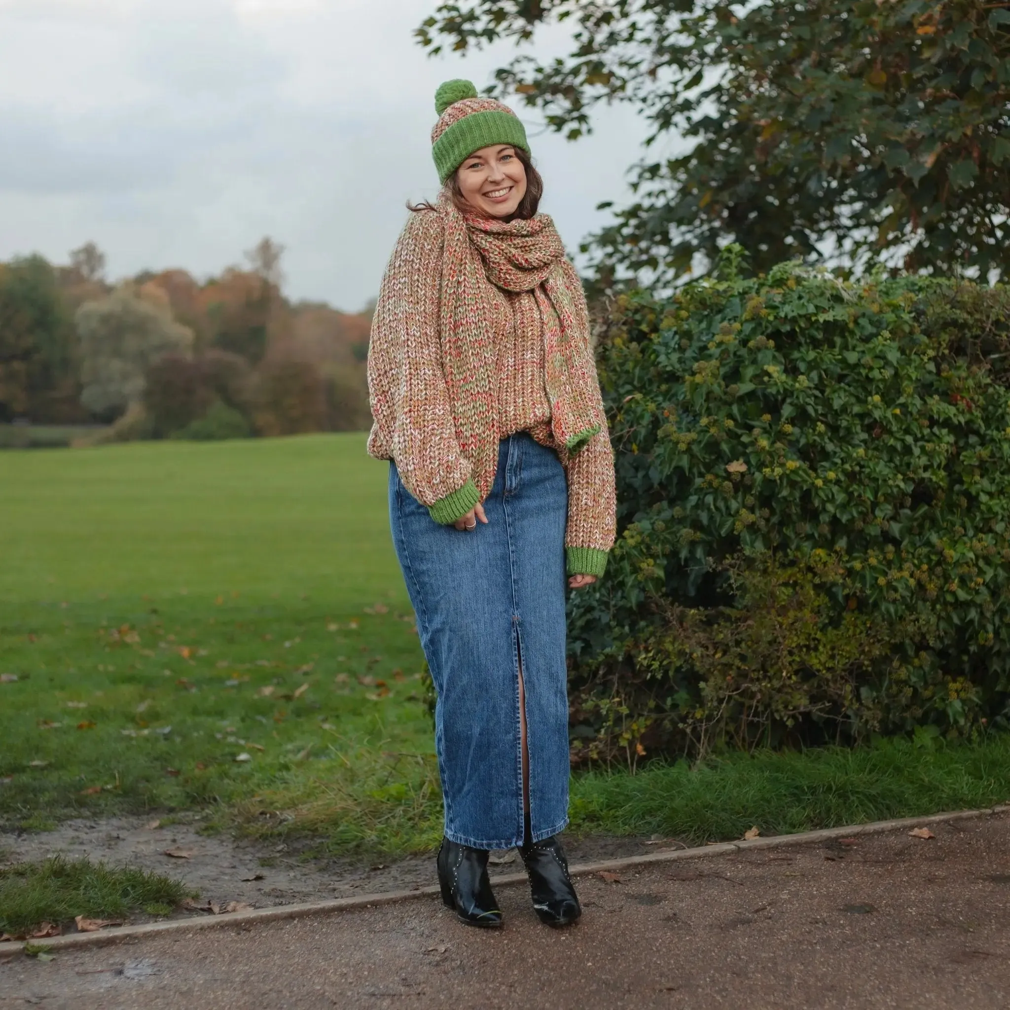 Debbie Twist High Neck Knitted Jumper - Olive Green