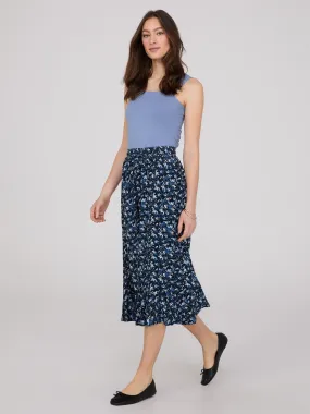 Ditsy Print Flounce Midi Skirt