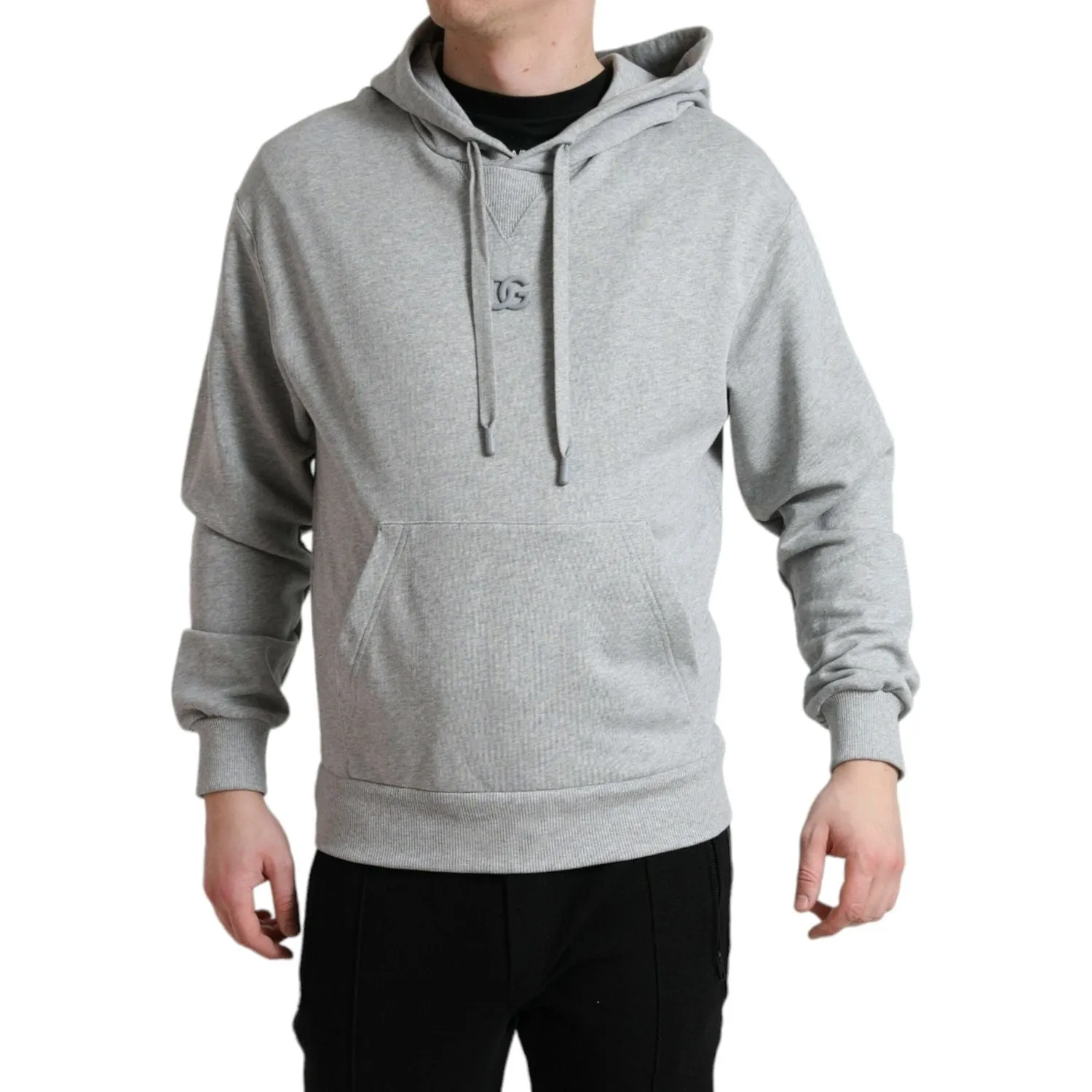 Dolce & Gabbana Chic Gray Logo Hooded Cotton Sweater