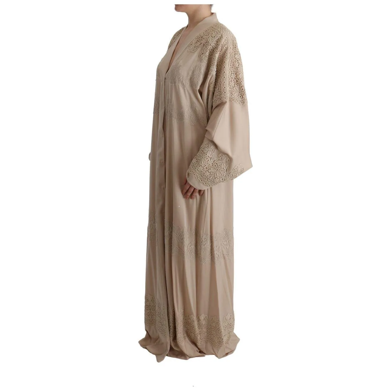 Dolce & Gabbana Elegant Beige Cape Kaftan Dress