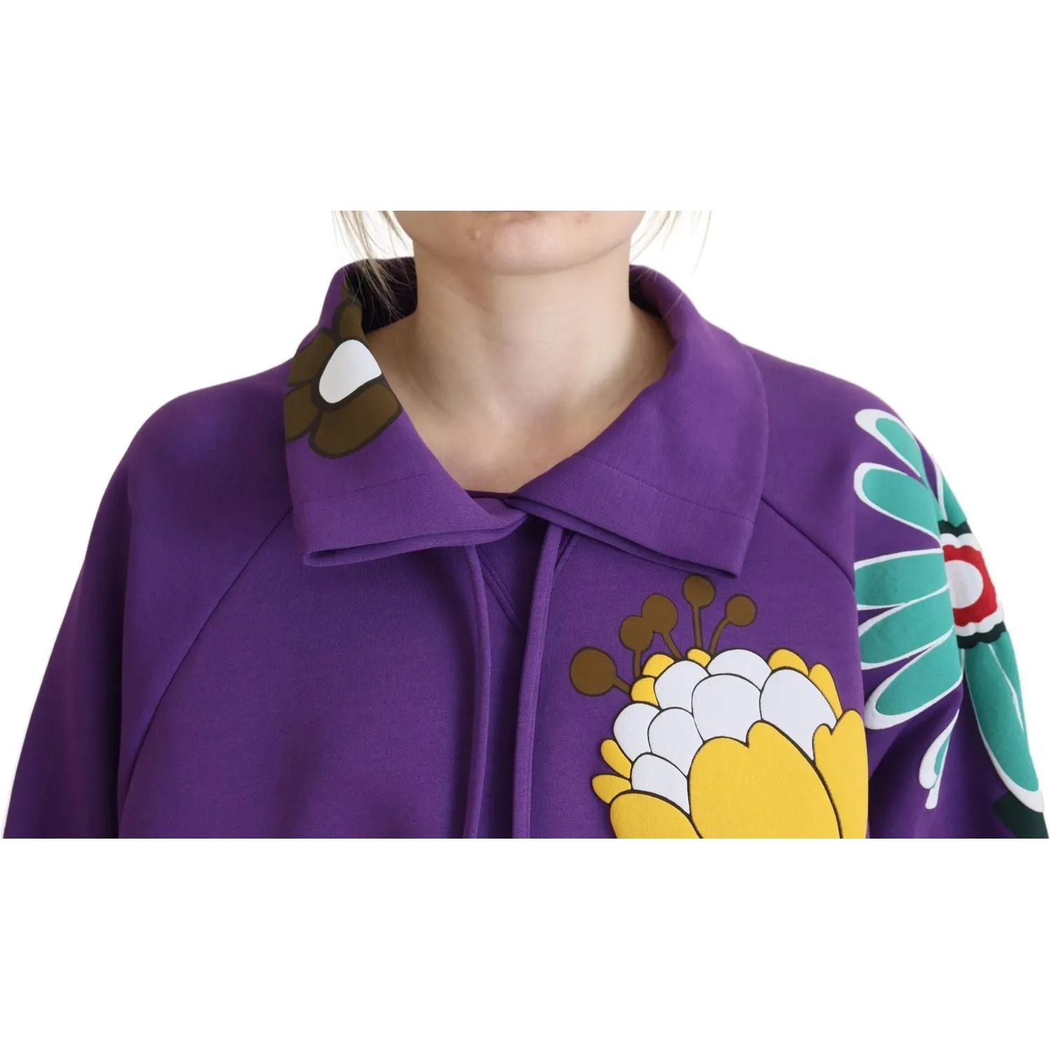 Dolce & Gabbana Elegant Purple Floral Pullover Sweater