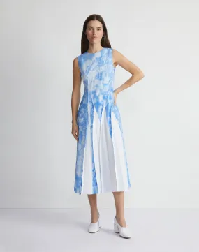 Eco Flora Print Poplin Pleated Dress