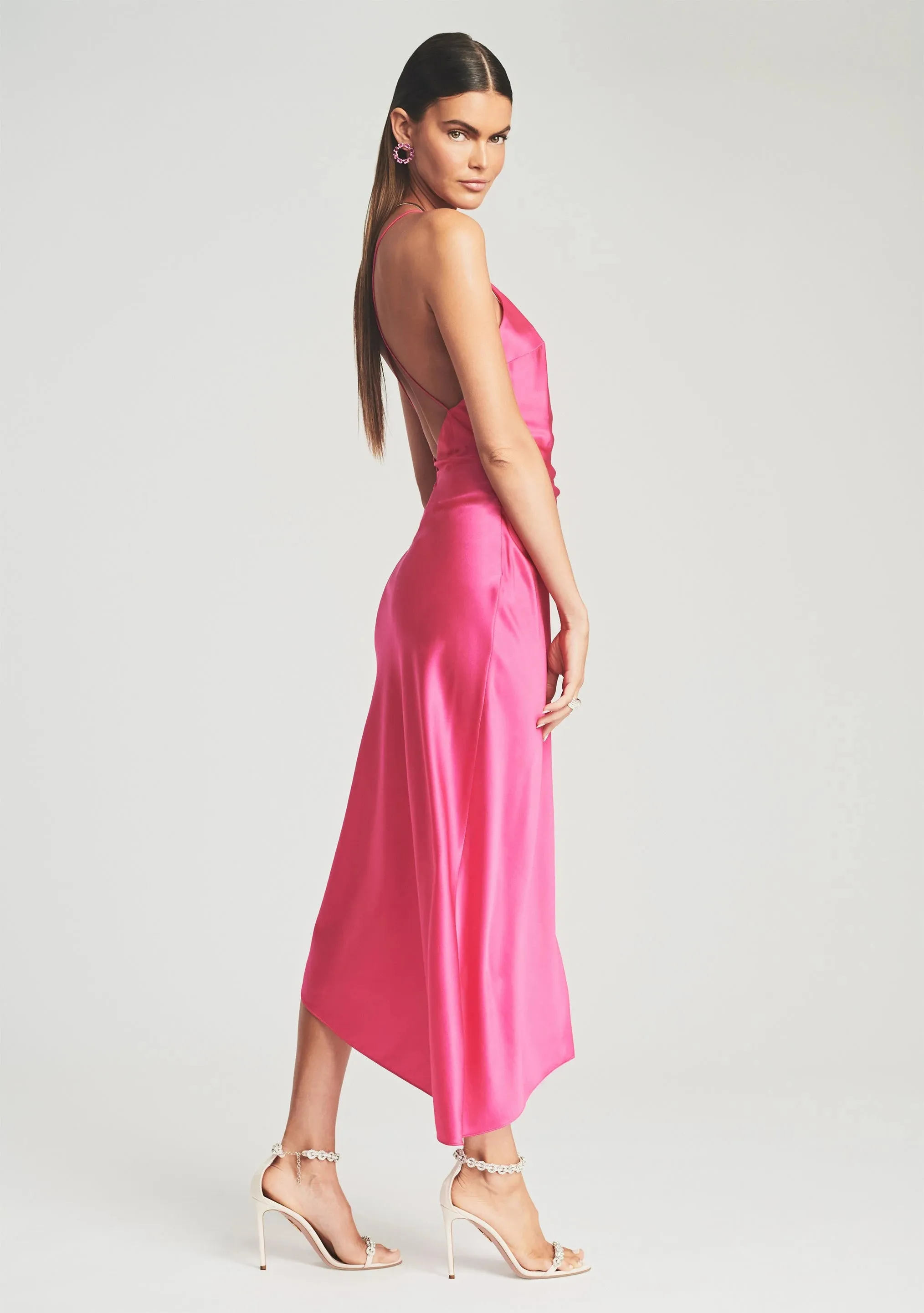 Emma Silk Dress - Fuschia Purple