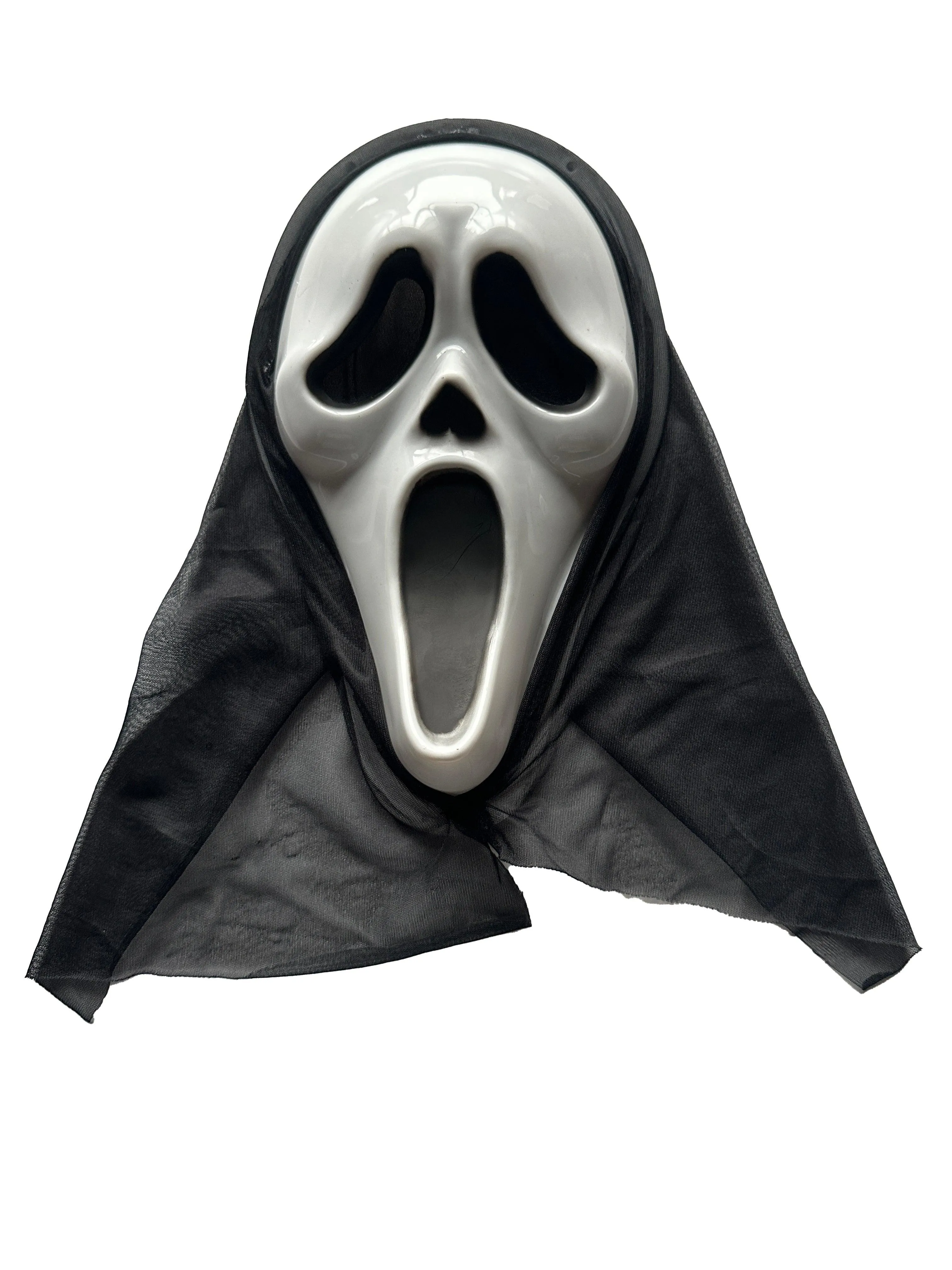 Enhanced Eerily Stylish Halloween Costume Set - Long Black Cape with Hood and Scream Ghost Killer Mask