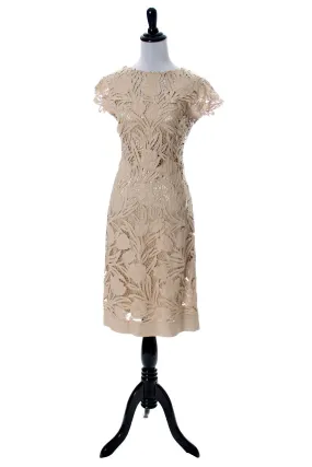 Fabulous 60's Vintage Lace Dress Cut Work Roses Cocktail or Mother of the Bride Dress