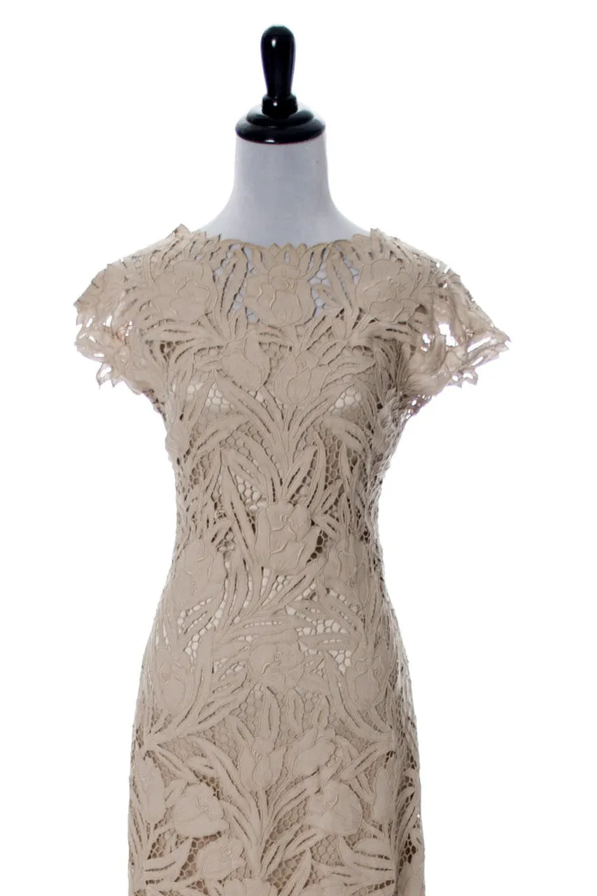 Fabulous 60's Vintage Lace Dress Cut Work Roses Cocktail or Mother of the Bride Dress