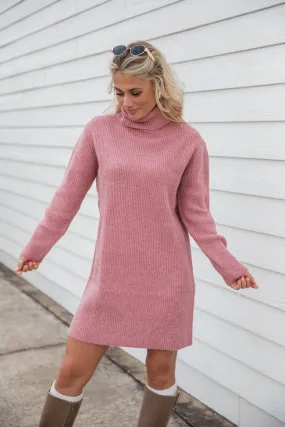 Faith In Love Mauve Turtleneck Sweater Dress FINAL SALE