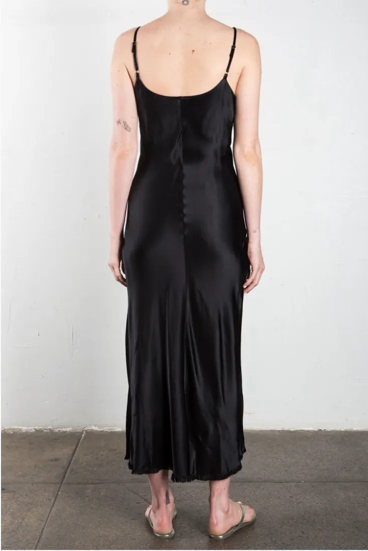 Farrah Slip Dress in Vintage Satin - Black