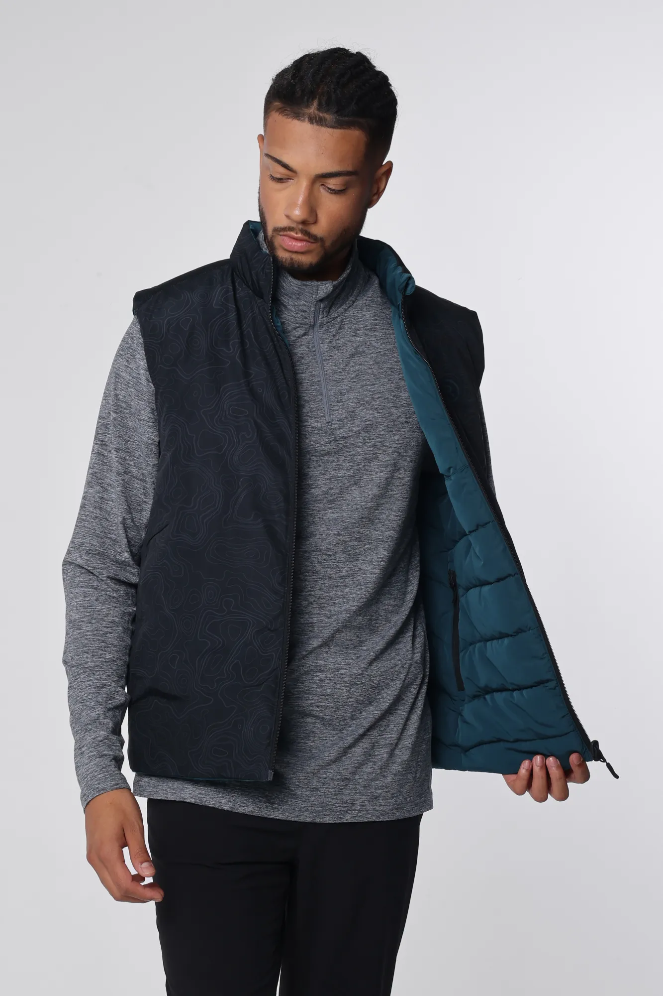 Flint Reversible Gilet Warm Green/Black Print