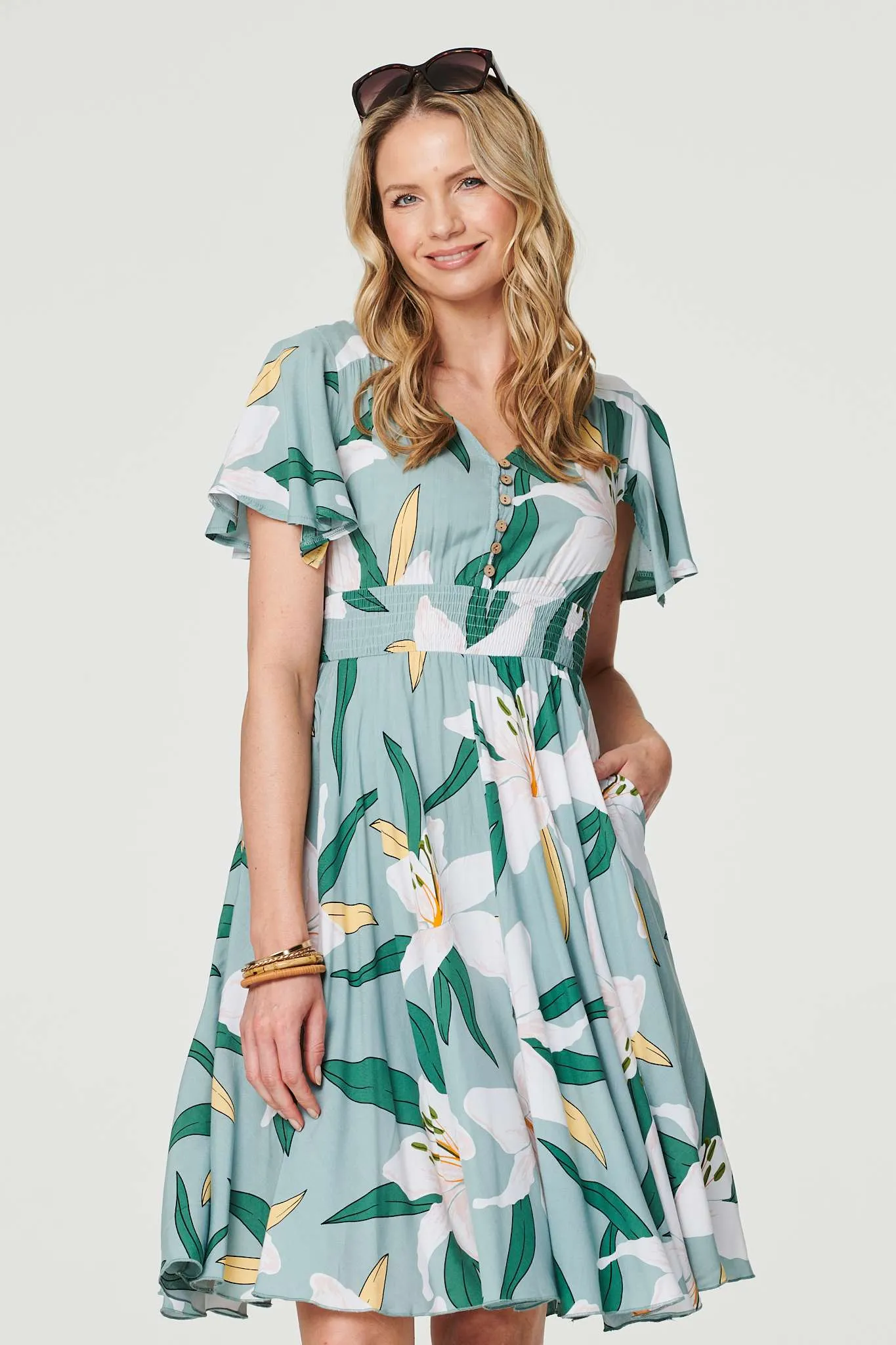 Floral Knee Length Skater Dress